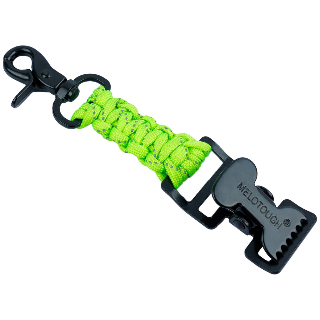 Melotough Tactical Glove Clip Braided Paracord Gloves Clips Holder For Hunting, Hiking, Camping, Outdoor Activities(Lime)