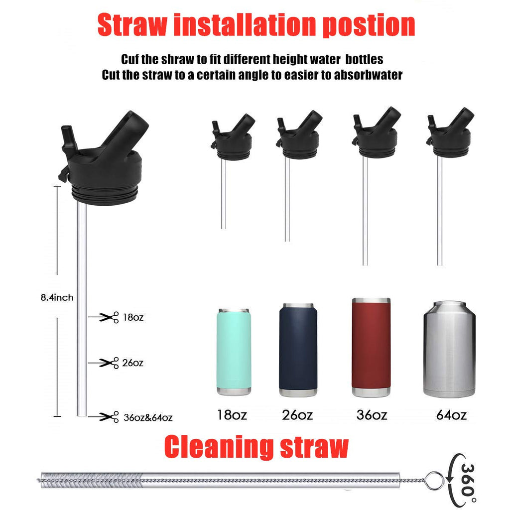 Straw Cap For Yeti Rambler Bottle And Rtic Bottle, Straw Lid With 2 Straws And 2 Brushes (Bimini Pink)