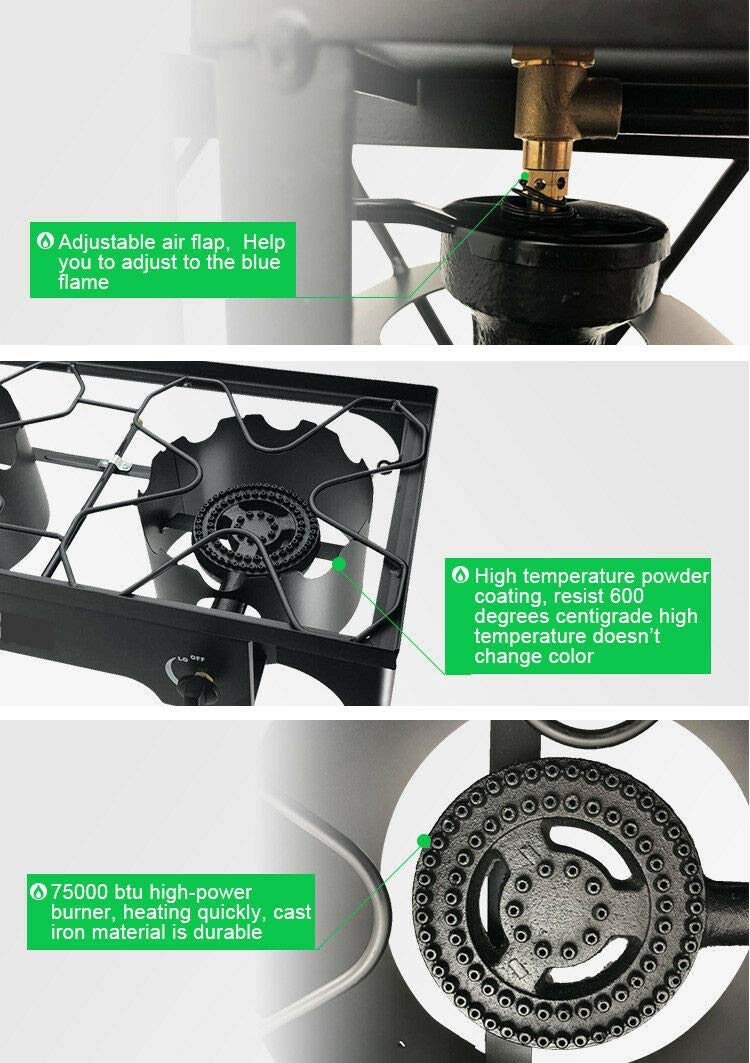 9Trading Cast Iron Free Stand Lp Propane Double Burner Cooking Stove Range Outdoor Cooker