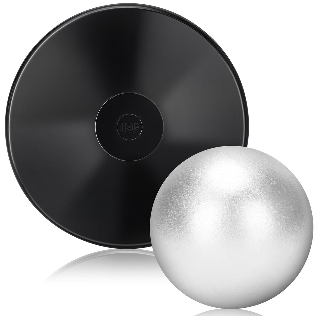 Zealor 2Pcs Iron Shot Put Set 1Kg Shot Put Rubber Discus Black Shot Put 8Lbs Shot Put Ball School Track And Field Equipment For