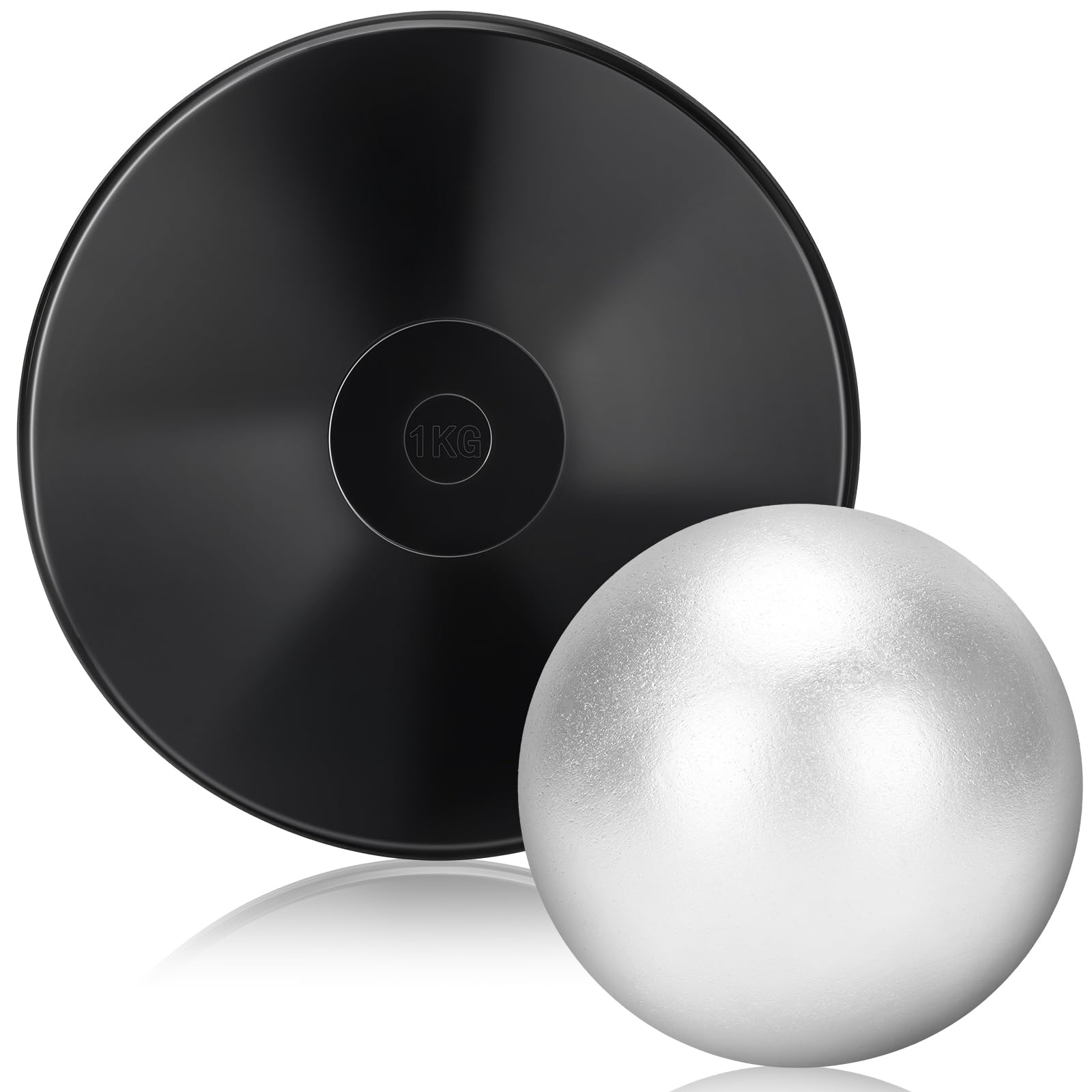 Zealor 2Pcs Iron Shot Put Set 1Kg Shot Put Rubber Discus Black Shot Put 8Lbs Shot Put Ball School Track And Field Equipment For