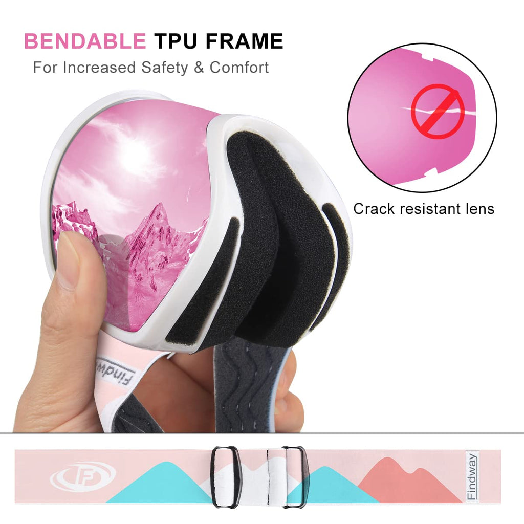 Findway Kids Ski Goggles, Kids Snowboard Goggles For Boys Girls Toddler Age 3-14