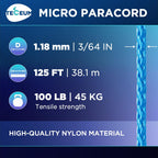 Teceum Micro Paracord - Ice Mint - 1.18 Mm X 125 Ft - Micro Utility Cord - Thin Braided Paracord Rope Nylon Polyester - Wind Chi