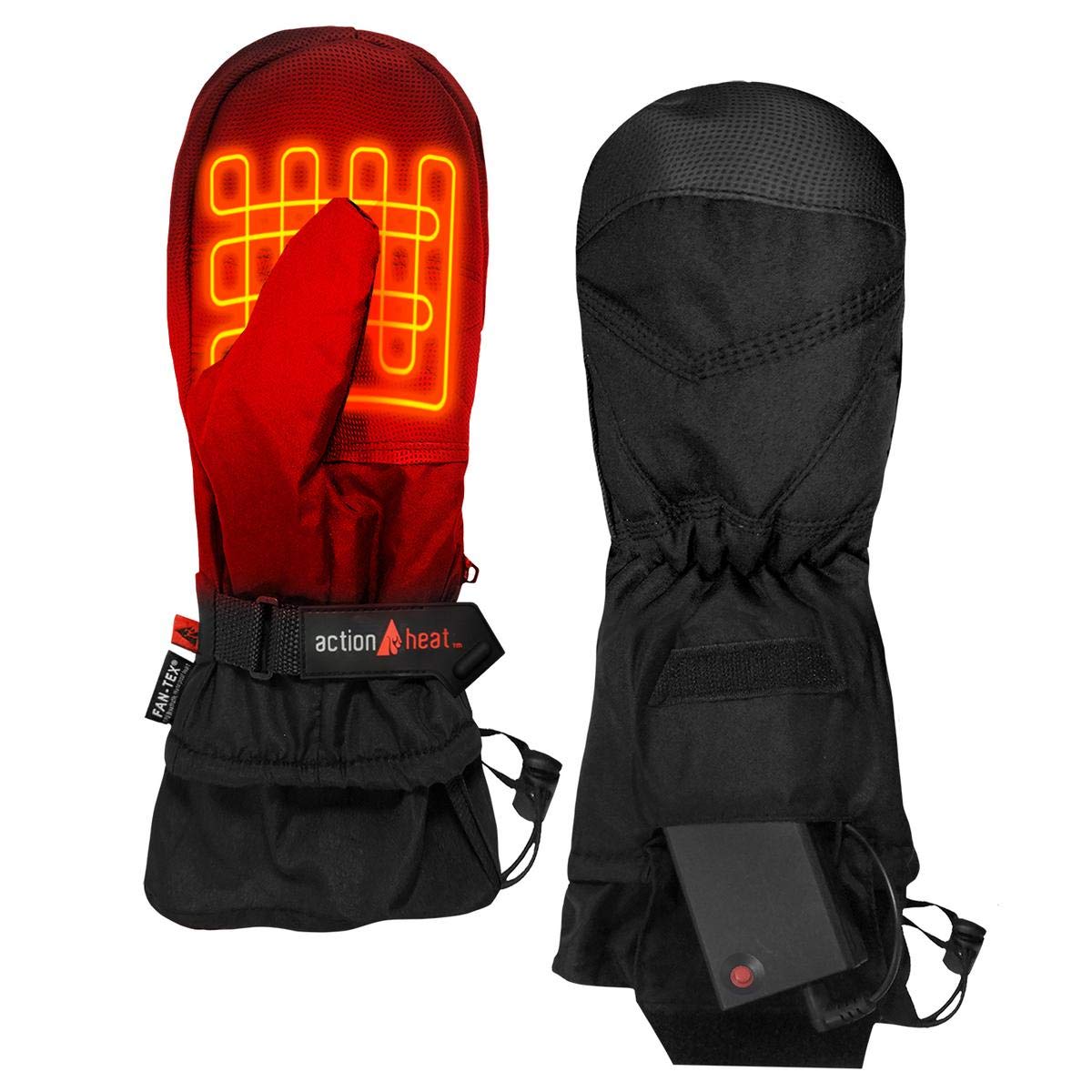 Actionheat Aa Battery Heated Mittens For Men, Women - Softshell Mittens W/Adjustable Gauntlet, Textured Grip Black