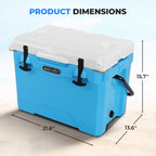 Serenelife 25 Quart Portable Cooler Box - Lightweight Heavy-Duty Travel Ice Cooler With 2-Way Handles, Drain - 5 Days Ice Retent