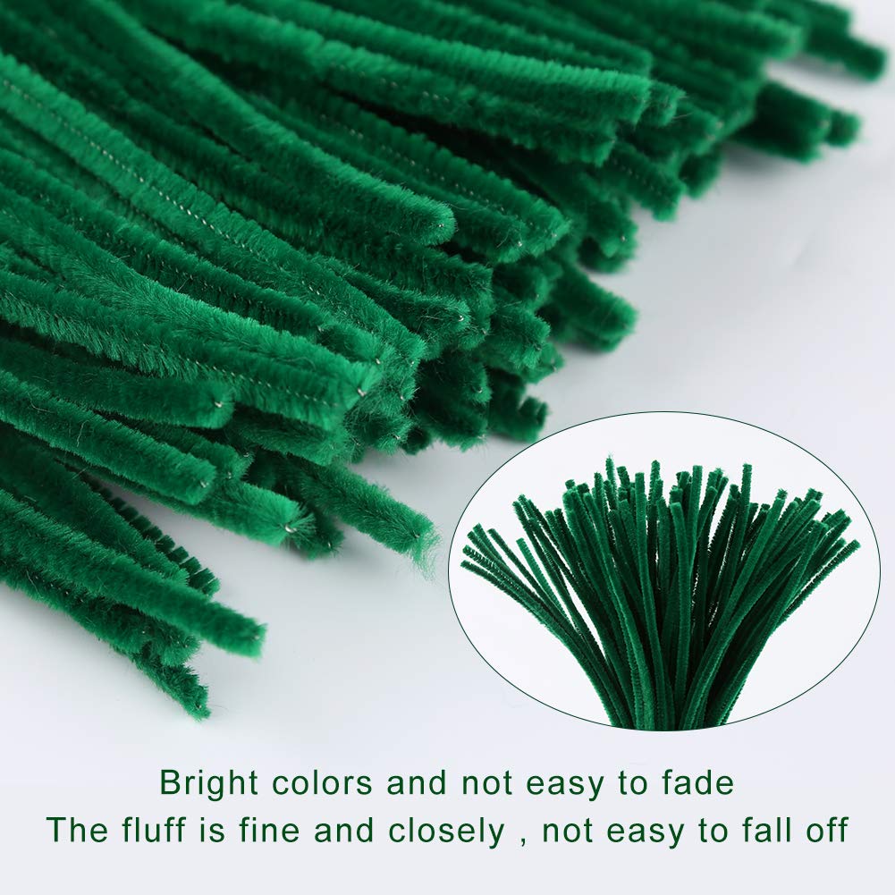 Zxiixz 100 Pcs Pipe Cleaners, Dark Green Chenille Stems Creative Craft Pipe Cleaners For St Patricks Day Christmas Crafts Decora