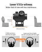 MidTen 2MOA Red Dot Sight, 1x25mm Reflex Sight Waterproof & Shockproof & Fog-Proof Red Dot Scope with 1 inch Riser Mount, Black