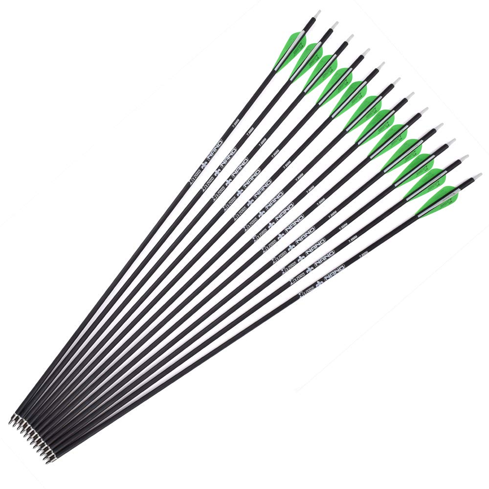 Yls Archery 26Inch Carbon Arrow Practice Hunting Arrows With 100 Grain Removable Tips For Compound & Recurve Bows (Pack Of 12)