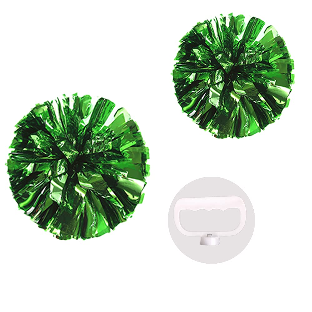 Puzine 2Pack 12 Cheerleading Pom Poms With New Handle For Team Spirit Sports Dance Cheering Kids Adults(Green)