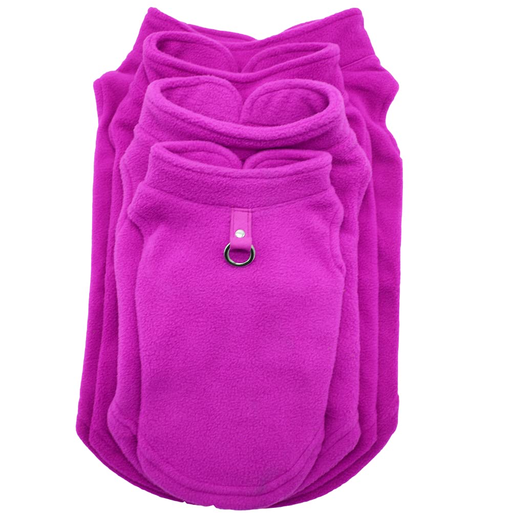 Dog Fleece Vest Soft Winter Jacket Sweater With D-Ring Leash Cold Weather Coat Hoodie For Small Medium Large Dogs Purple Small