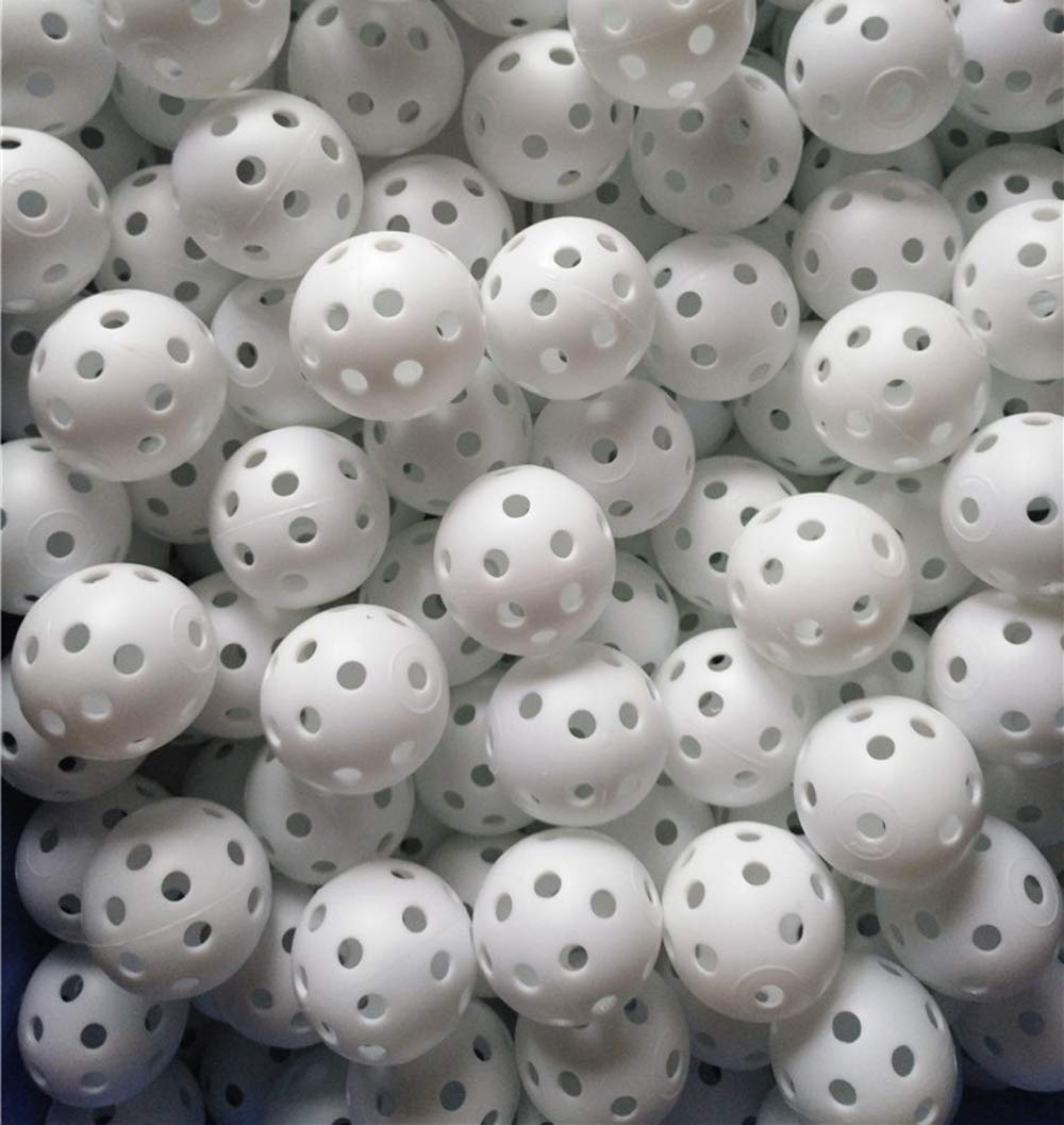Faswin 100 Pack White Plastic Golf Training Balls, Airflow Hollow 41Mm Golf Balls For Driving Range, Swing Practice, Home Use