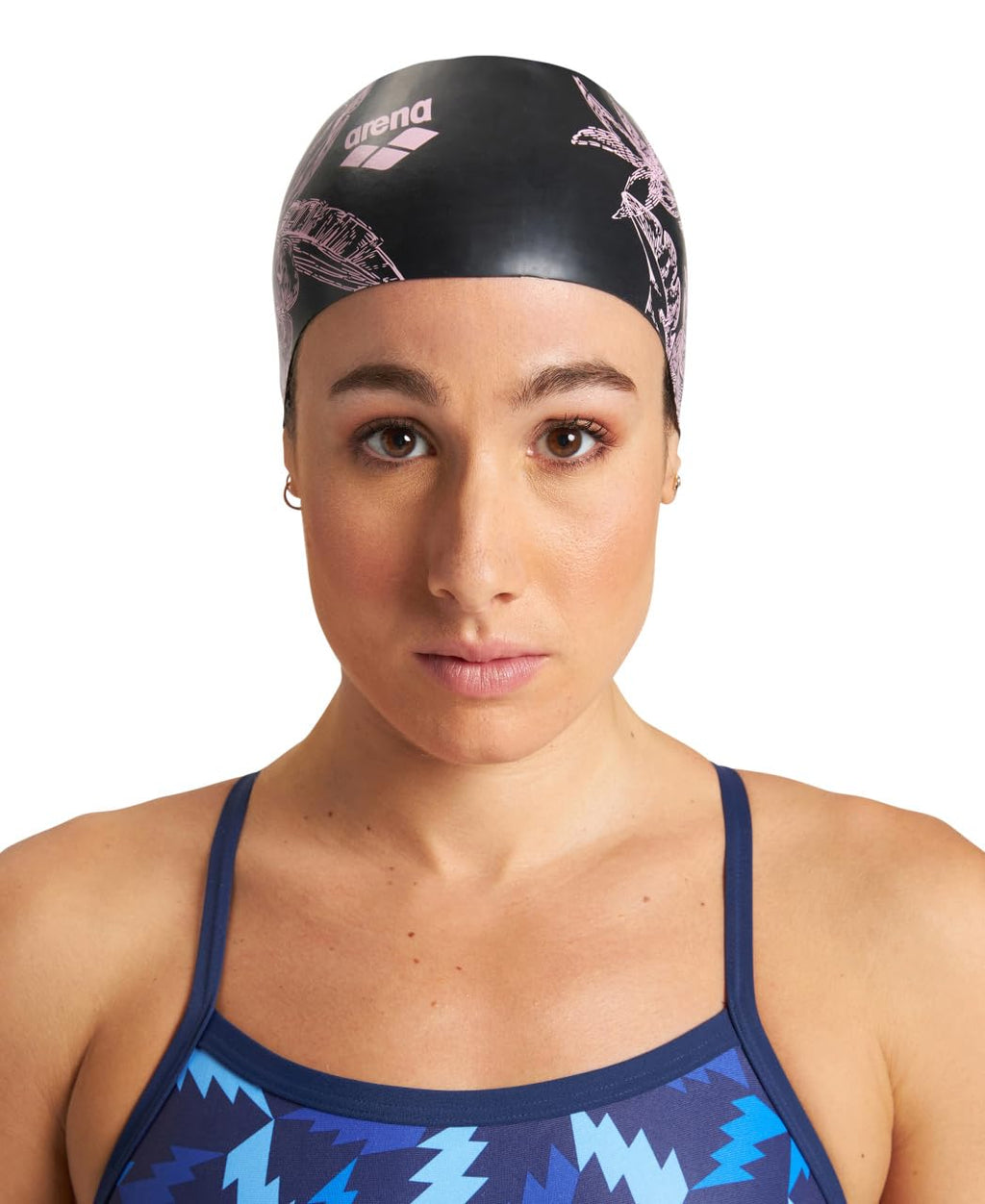 Arena Sirene Silicone Long Hair Swim Cap For Women, Cecilia Black