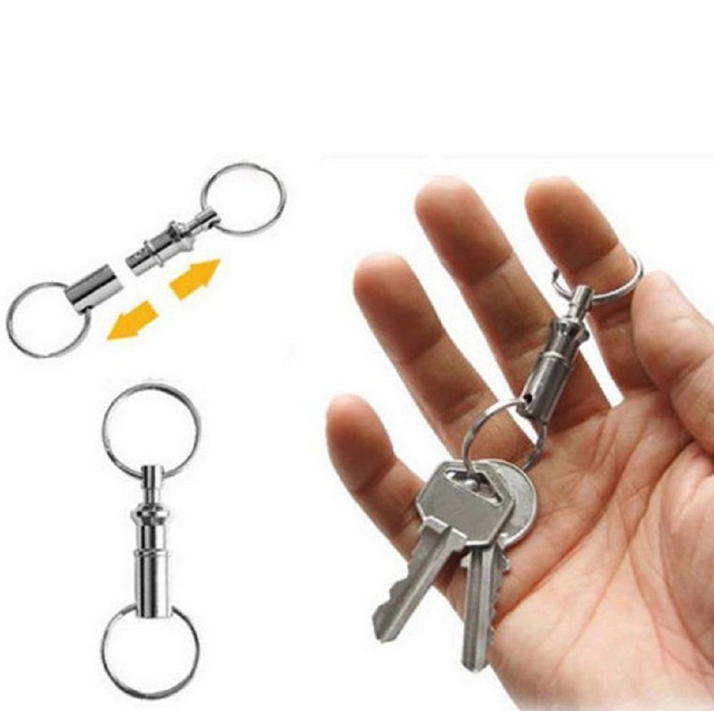 Rongbo 5 Pack Quick Release Detachable Pull Apart Key Rings Keychains,Double Spring Split Snap Seperate Chain Lock Holder Conven