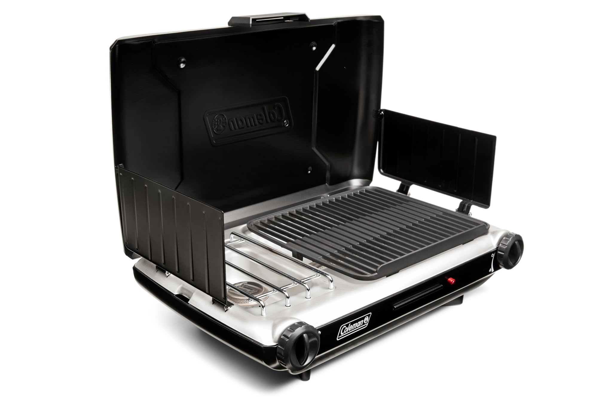 Coleman Tabletop 2-In-1 Grill & Stove With 2 Adjustable Burners, Propane Grill/Stove With Push-Button Starter, Wind Guards, Grea