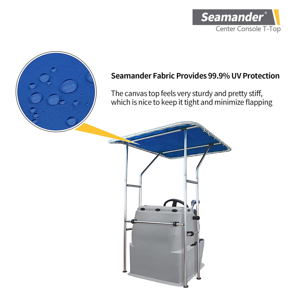 Seamander Boat T-Top For Center Console,Bimini Tops With 1'' Aluminum Tube (Pacific Blue)