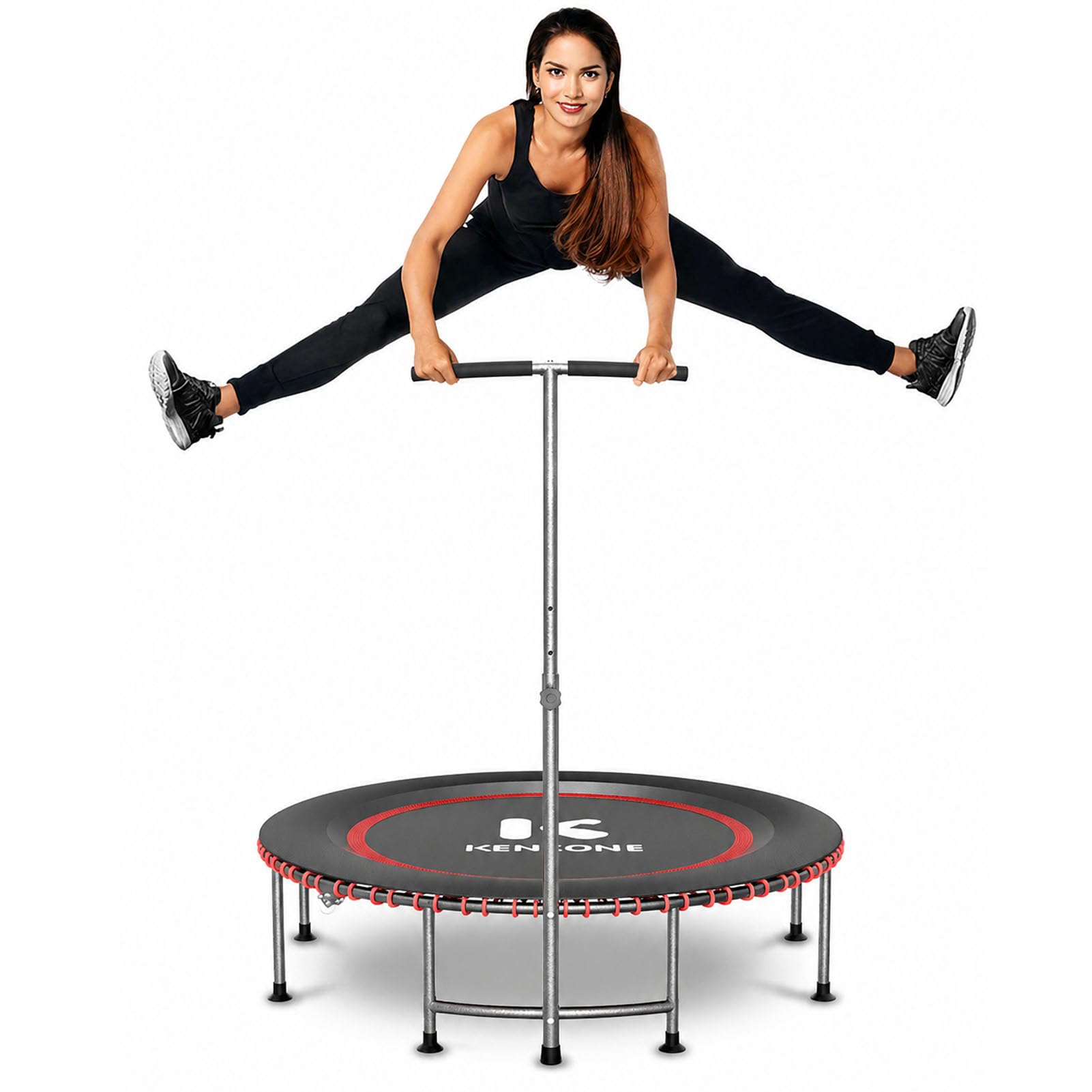 K KENSONE 40  Low-Impact Rebounder Trampoline for Adults with Bungee, 450LBS Quiet Mini Exercise Trampoline with Adjustable T-Sh