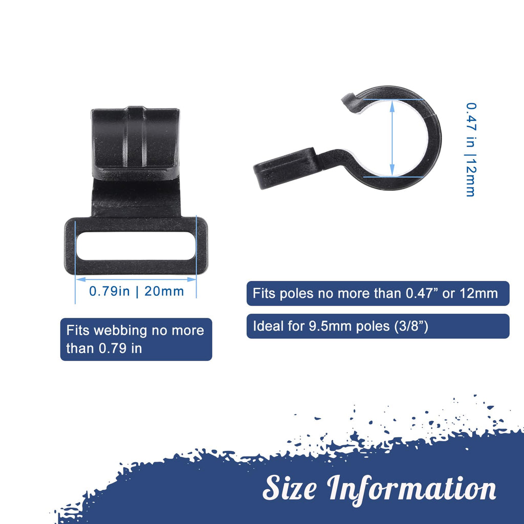 Tent Pole Clips, C Clips For Tent, Tent Pole Attachment Clips 20 Pack (Fits 9.5Mm (3/8 Poles)