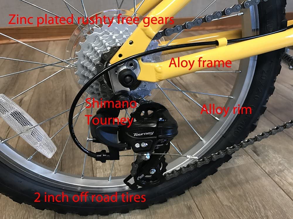 Zizzo Campo 20 Inch Folding Bike With Shimano 7-Speed, Adjustable Stem, Light Weight Frame (Yellow)