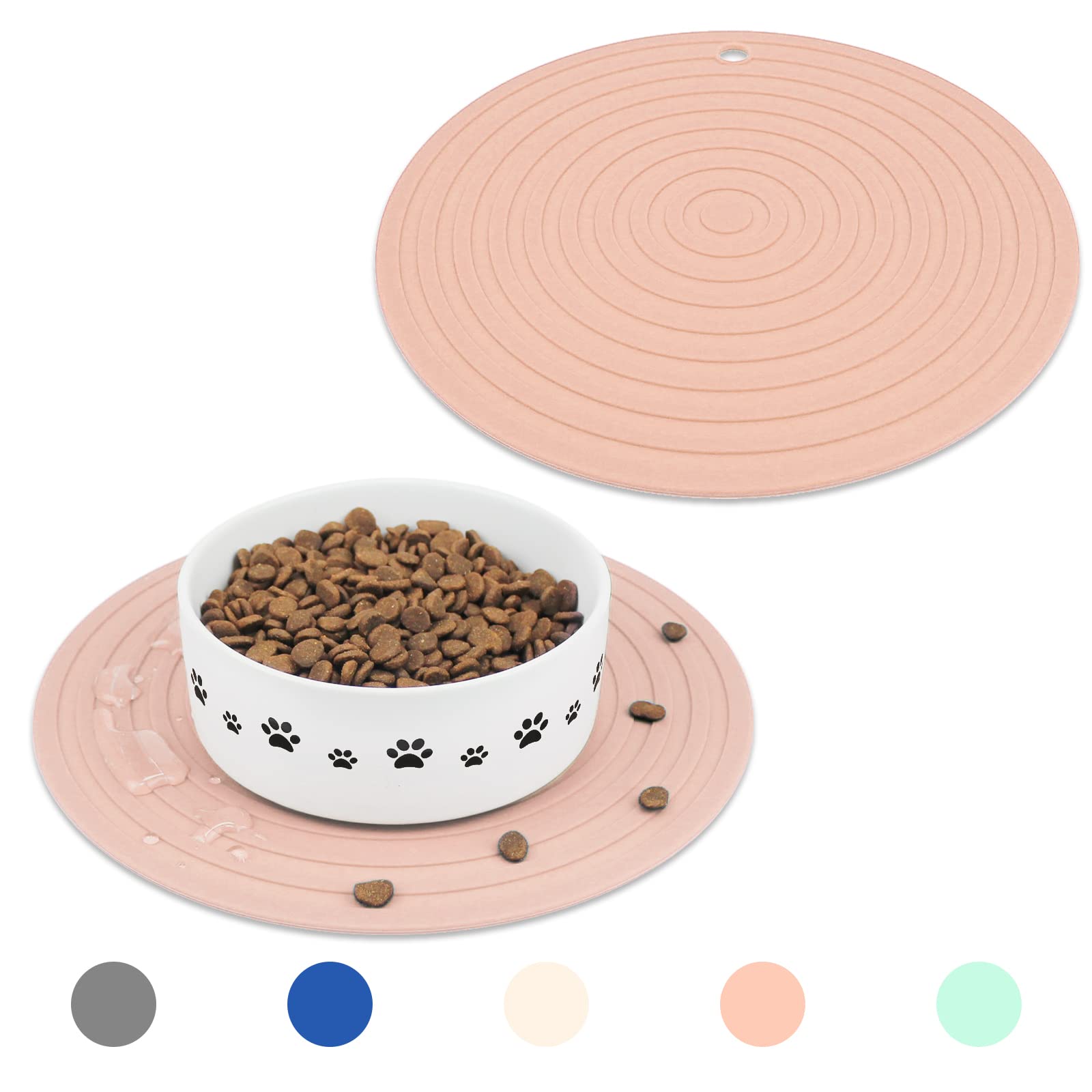 Ptlom Pet Food Mat For Dog And Cat Placemat 2 Pcs, Mat For Prevent Food And Water Overflow, Suitable For Medium And Small Pet, S
