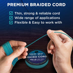 Teceum Micro Paracord - Green Wave - 1.18 Mm X 125 Ft - Micro Utility Cord - Thin Braided Paracord Rope Nylon Polyester - Wind C