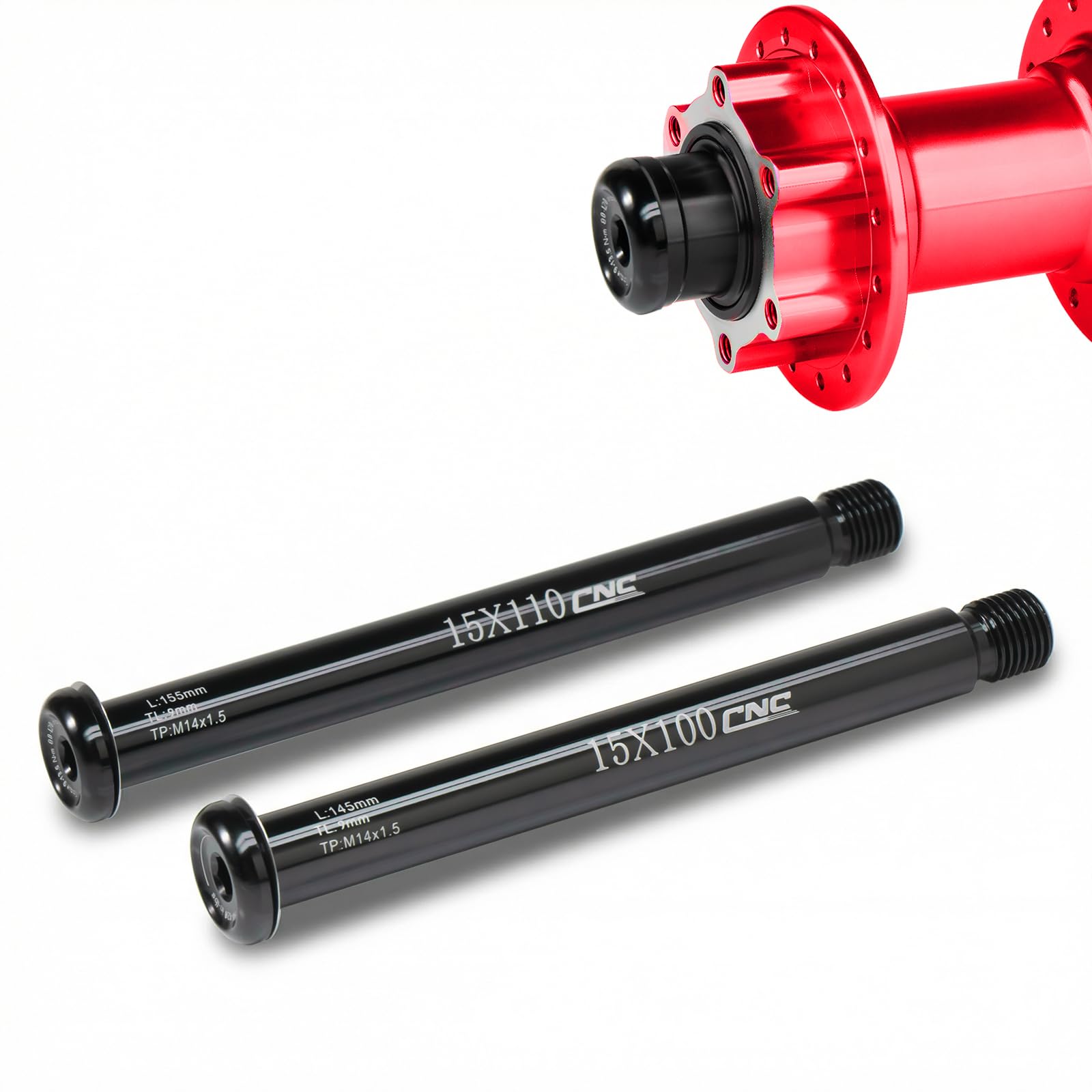 CNC Front Hub Thru Axle 15x100mm/110mm for Fox SC32 34 36 38 40 Fork,Mountain/Road Bike Front Wheel Fork Axle Quick Release Adap