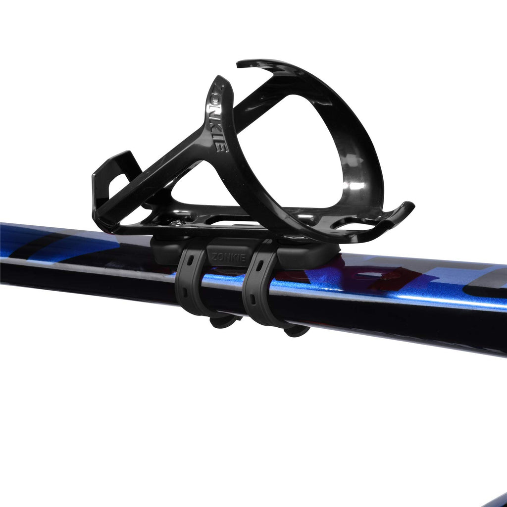 Zonkie Bicycle Bottle Cages, Plastic Bike Bottle Holder With Cage Mounting Base (Black)