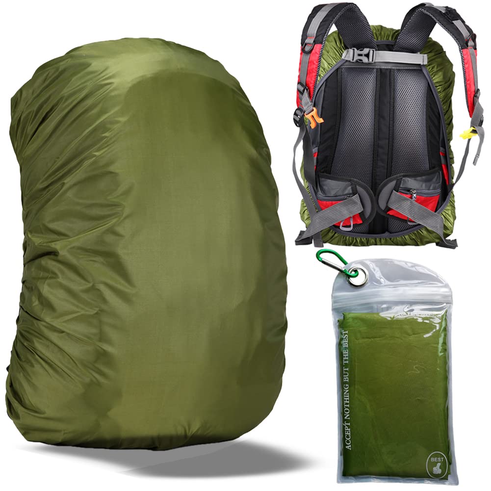 Evotopf Waterproof Backpack Cover Rain With Adjustable Anti Slip Buckle Strap & Sliver Coating Reinforced Inner Layer For Campin
