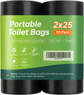 50 Portable Toilet Bags For Camping, 8 Gallon 1.3 Mil Thickened Compostable Toilet Replacement Bags For Portable Potty, Trash Ba