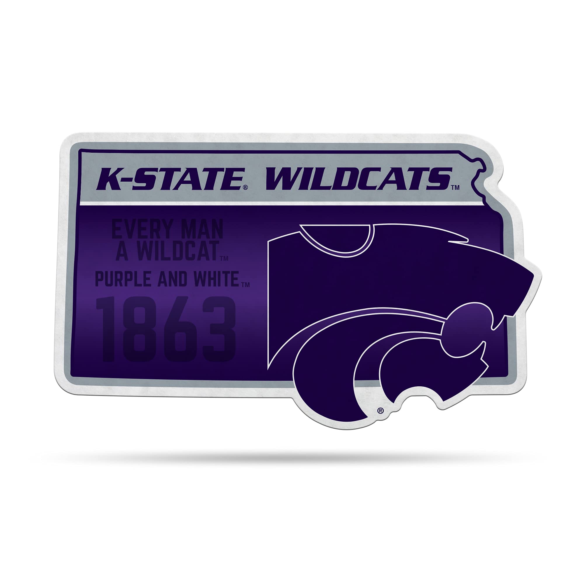 Rico Industries Ncaa Kansas State Wildcats State Shape Shape Cut Pennant - Home And Living Room D  Cor - Soft Felt Ez To Hang