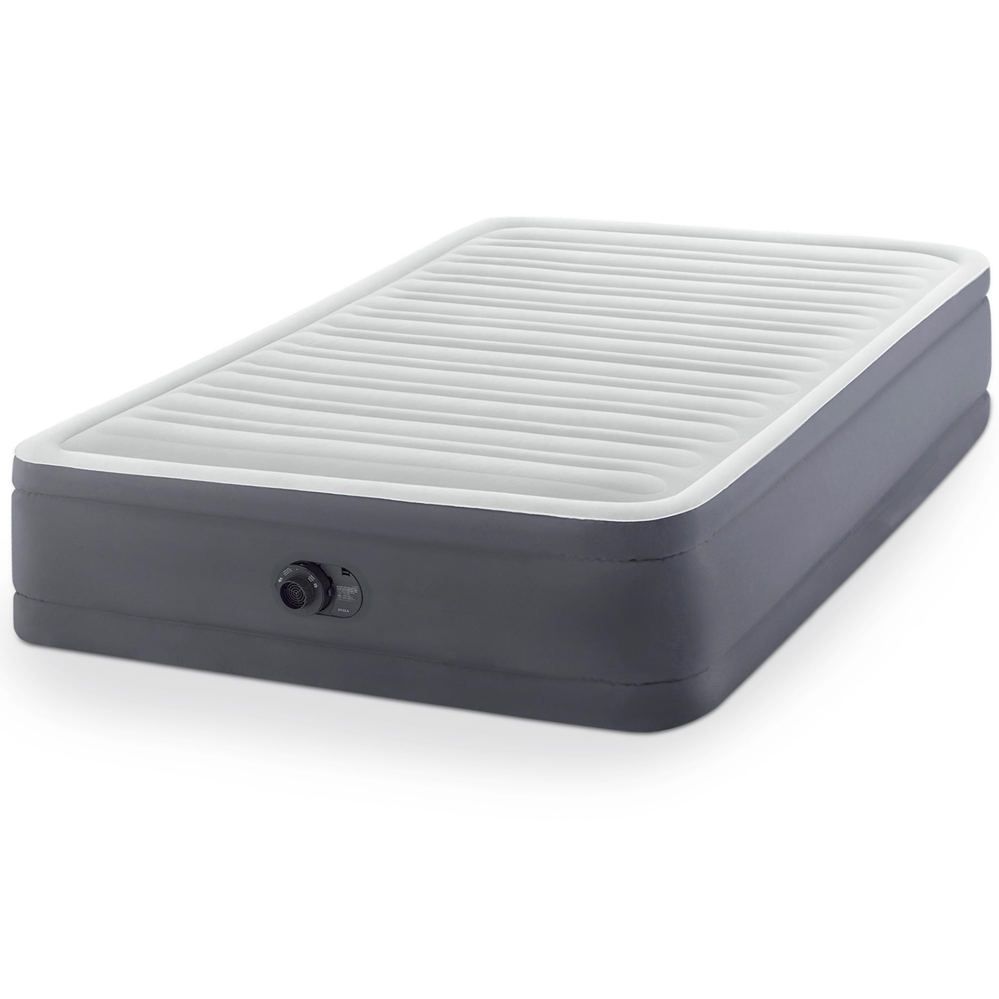 Intex Premaire I Fiber-Tech Elevated Dura Beam Lightweight Inflatable Home Pillowtop Airbed Mattress Electric Built-In Pump Port