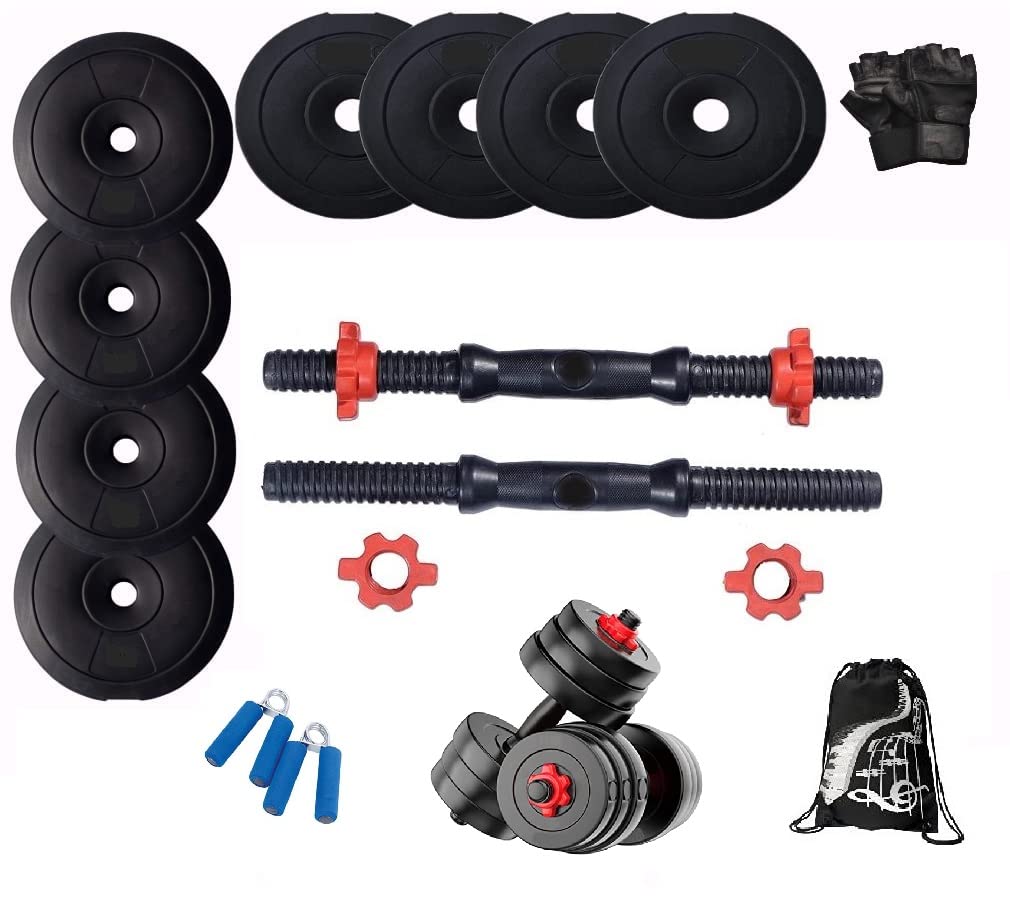 Bodyfit Dumbbell Set, Home Gym Set, (4Kg To 40Kg),One Pair Of Adjustable Dumbbell Rods, Weight Plates, Home Gym Set, Exercise Se