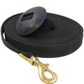 Intrepid International Lunge Line with Rubber Stopper 25' - Black with Solid Brass Snap, Precision Equestrian Training and Exerc