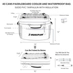 Morxplor Waterproof Pvc Material Paddleboard Cooler Deck Bag - 40 Can Insulated Lunch Box For Paddleboarding, Camping, Kayaking