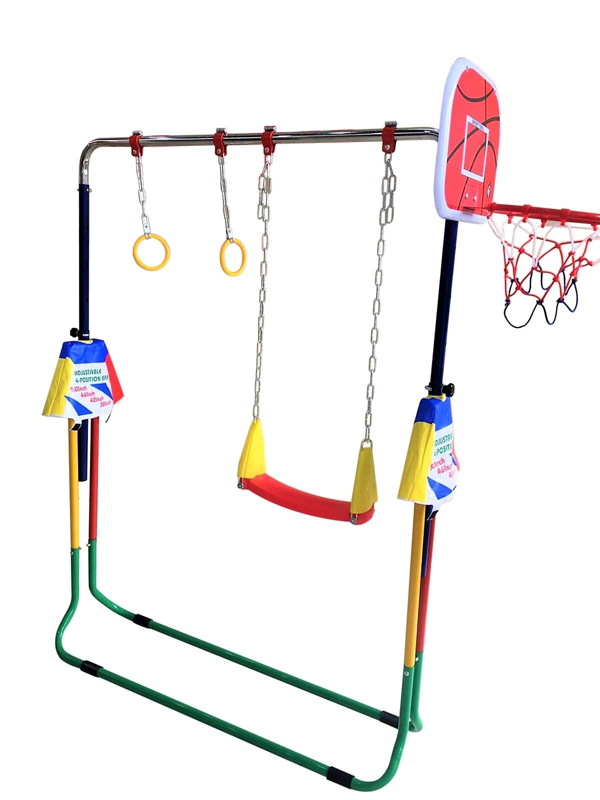 Kids Jungle Gymnastics Expandable Junior 4 In 1 Training Monkey Horizontal Bars Climbing Tower Child Playset Training Pull Up Gy