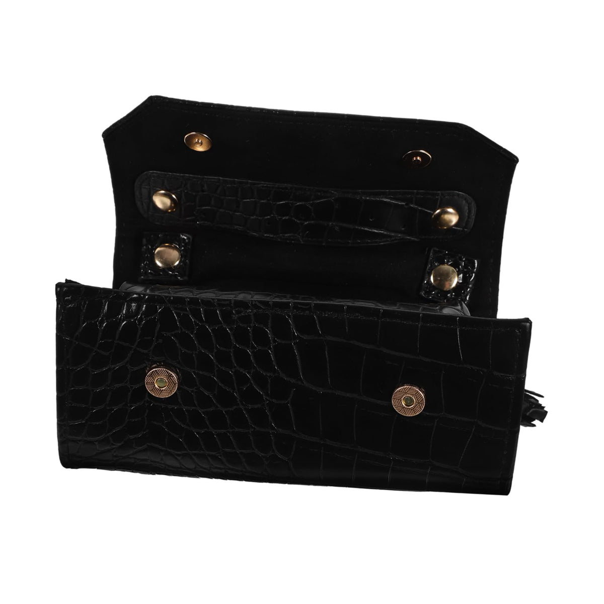 PRETYZOOM Travel Jewelry Organizer Roll Bag Compact Storage Case for Necklace Earrings Rings Bracelet Black
