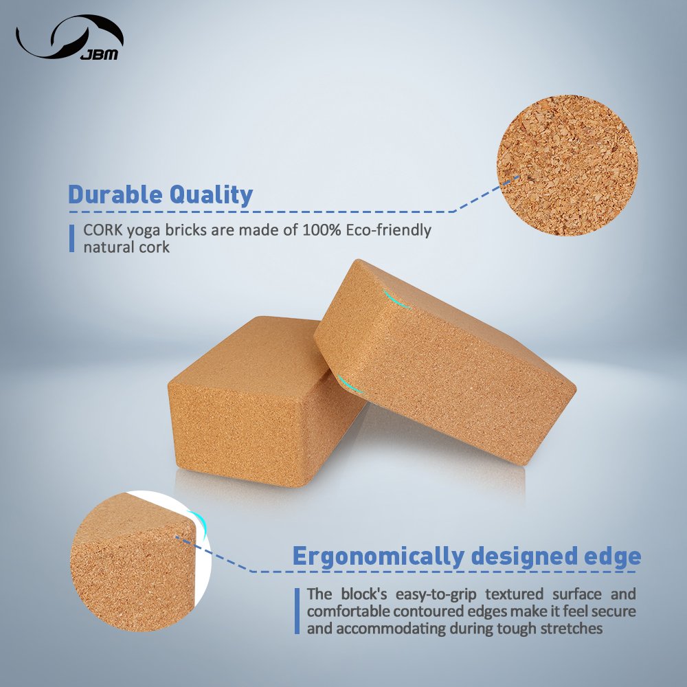 Jbm 2 Pack Yoga Blocks With Strap Cork Yoga Block Yoga Brick, Heavy-Duty Cork Yoga Block To Support And Deepen Poses, Lightweigh