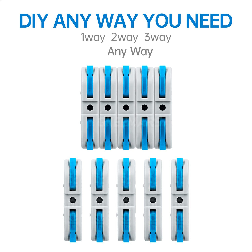 Gkeemars 20 Pcs Wire Connector, 1 Conductor Compact Wire Connectors Splicing Connectors For Circuit Inline 24-12 Awg (Blue)