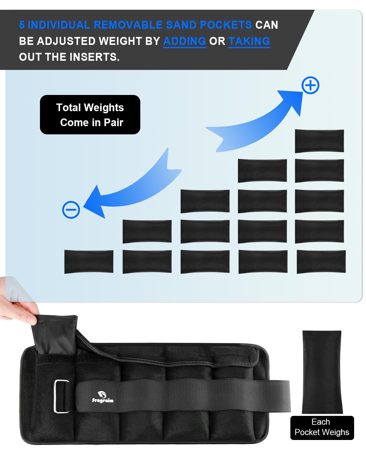Adjustable Ankle Weights 1-12 Lbs Pair With Removable Weight For Jogging, Gymnastics, Aerobics, Physical Therapy, Resistance Tra