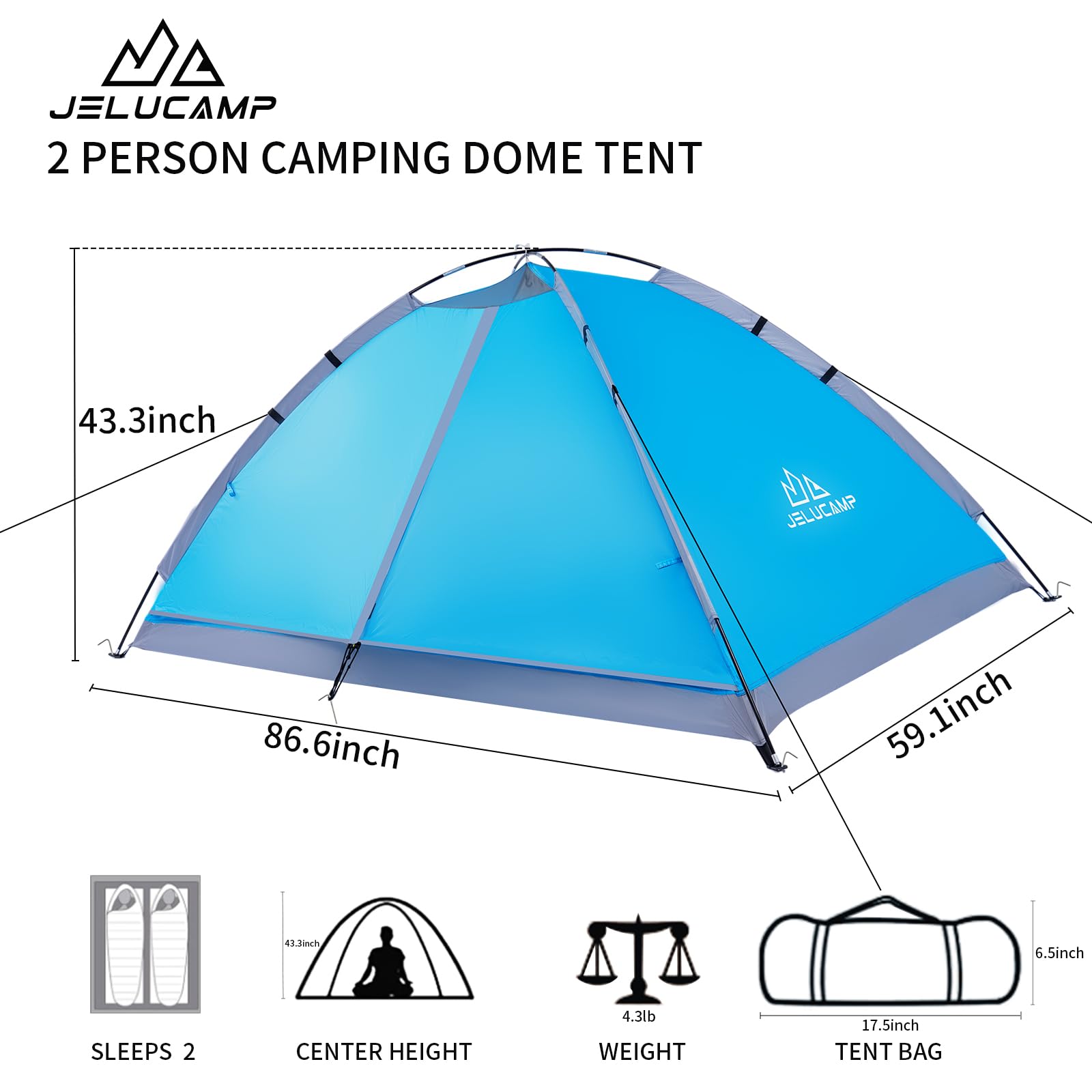 Jelucamp 1/2 Person Dome Tents For Camping, Lightweight Portable Single Backpacking Tent, Small Easy Setup Outdoor Waterproof Ca