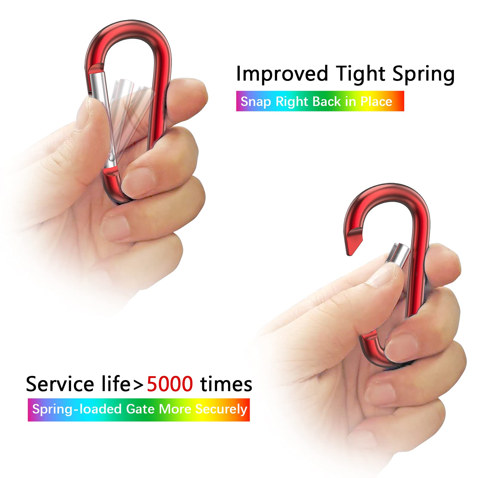 Sprookber 3'' Aluminum Carabiner D Ring, Caribeener