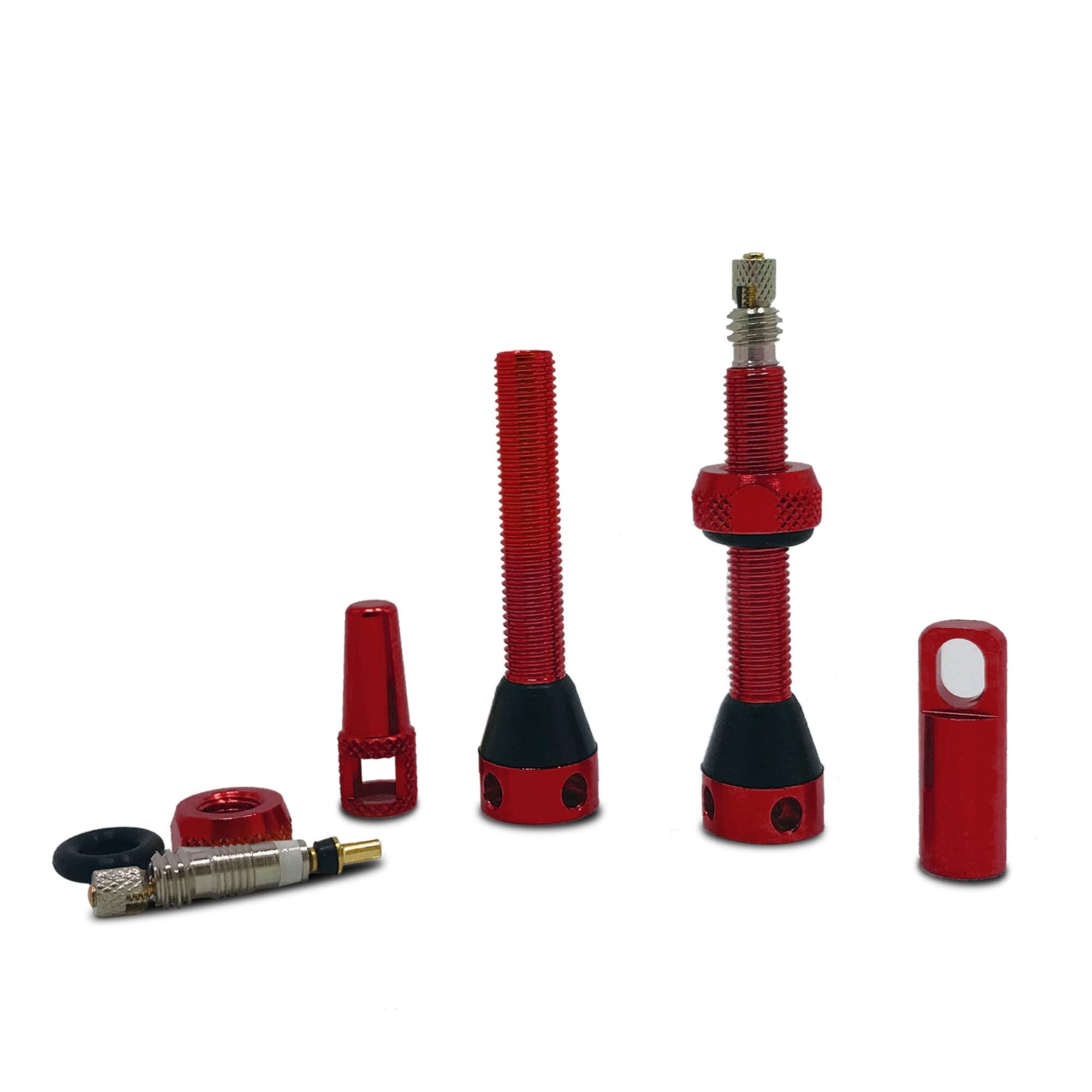 Bwshlf Red Tubeless Presta Valve Stem 40Mm  44Mm, Super Light Alloy Presta Valve Stem Kit With Valve Core Remover Tool And Valve