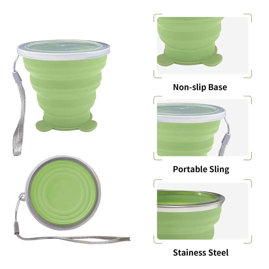 Nintora-C Collapsible Cup-Silicone Small Foldable-Expandable Folding Drinking Cups -Reusable Portable Mugs-Cup With Lids For Tra