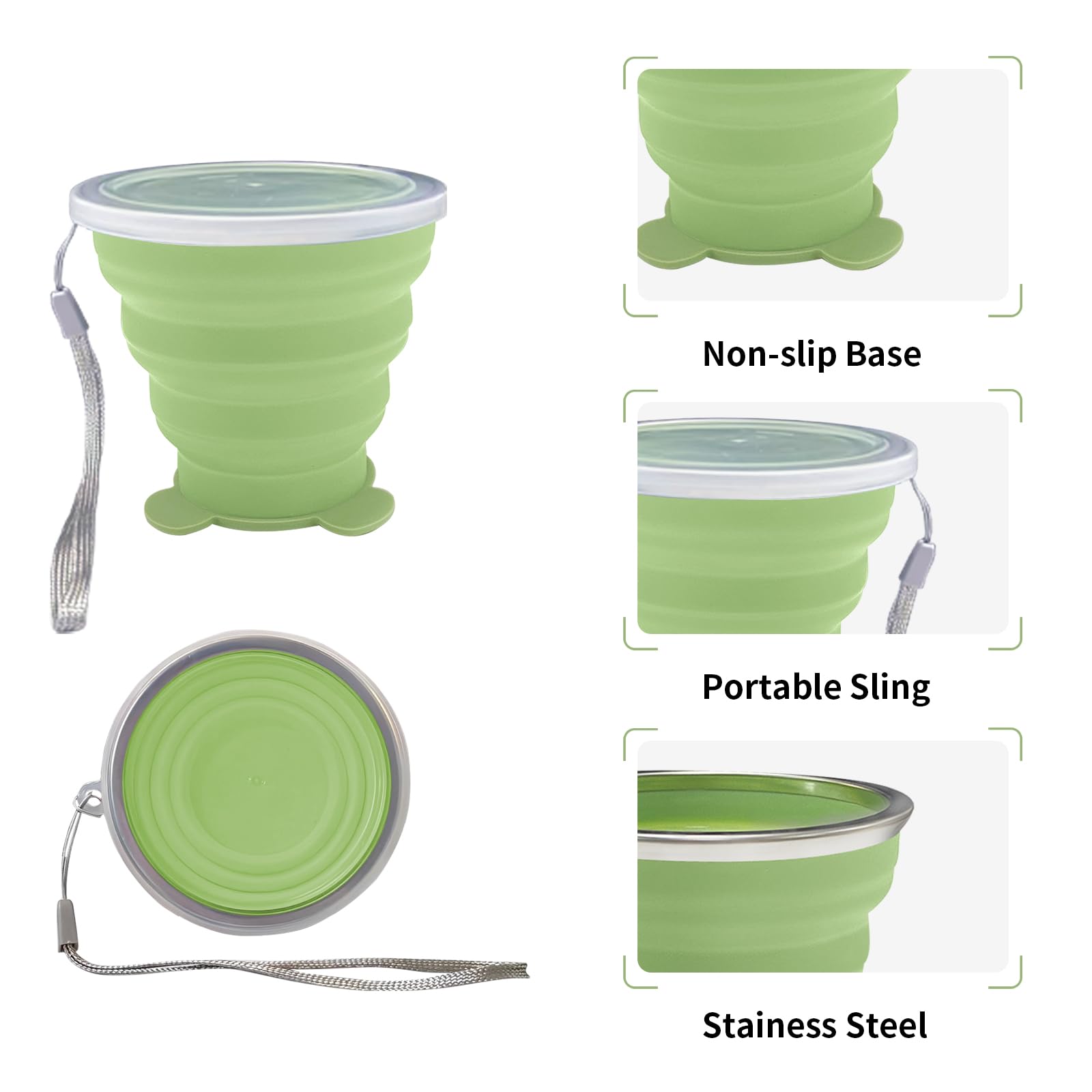 Nintora-C Collapsible Cup-Silicone Small Foldable-Expandable Folding Drinking Cups -Reusable Portable Mugs-Cup With Lids For Tra