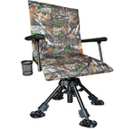 Cross Mars Silent Swivel Stable Portable Ground Folding Outdoor Camping Fishing Hunting Blind Chair Seat With Cover, 4 Legs Adju