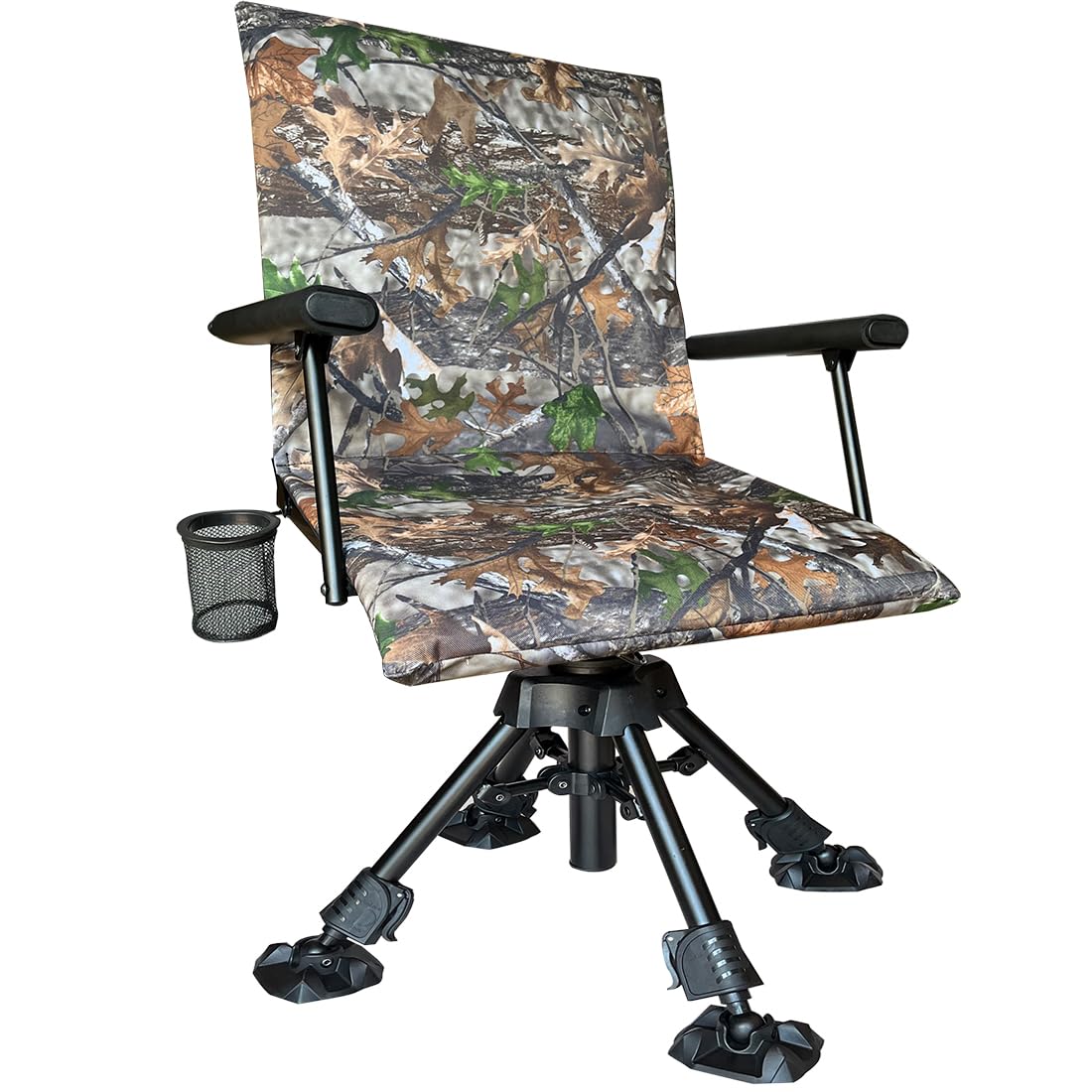 Cross Mars Silent Swivel Stable Portable Ground Folding Outdoor Camping Fishing Hunting Blind Chair Seat With Cover, 4 Legs Adju