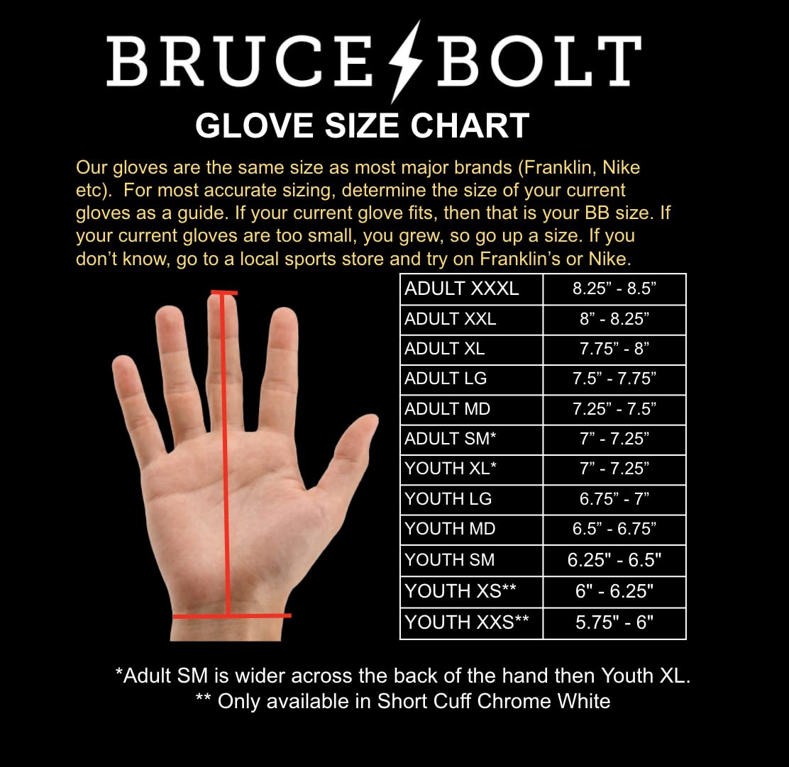 Bruce Bolt Original Series Long Cuff Orange Batting Glove - Orange Large