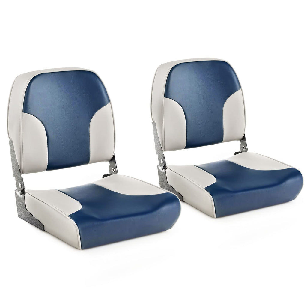 Goplus Low/High Back Boat Seats, Folding Boat Seat With Stainless Steel Screws & Aluminum Hinges, Thickened Sponge Padding, Wate
