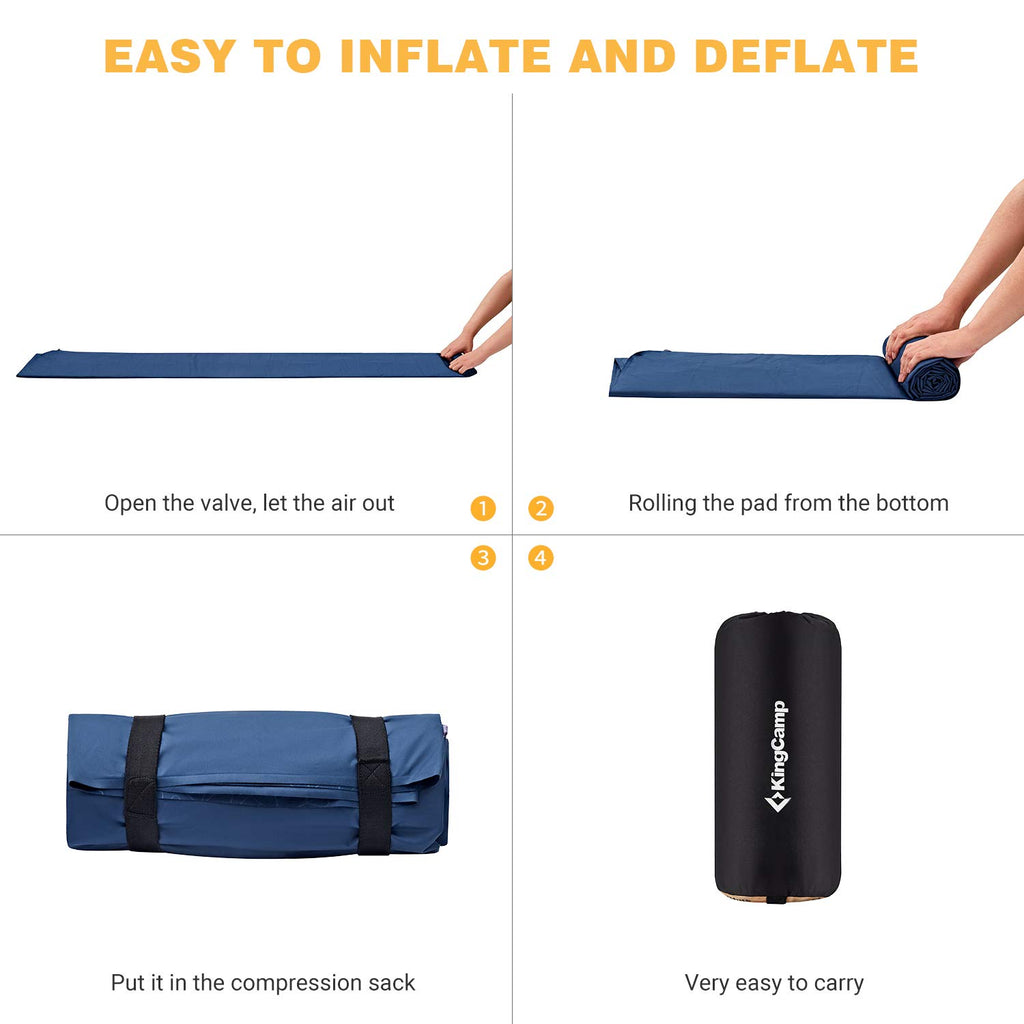 Kingcamp Double Sleeping Pad For Camping, Rollover Prevention Inflatable Queen Camping Mattress 2 Person Ultralight Air Mat For