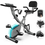 Foldable Exercise Bike Stationary Bikes for Home, 5 IN 1 Indoor Workout Bike for Seniors, with 16-Level Quiet Magnetic Resistanc