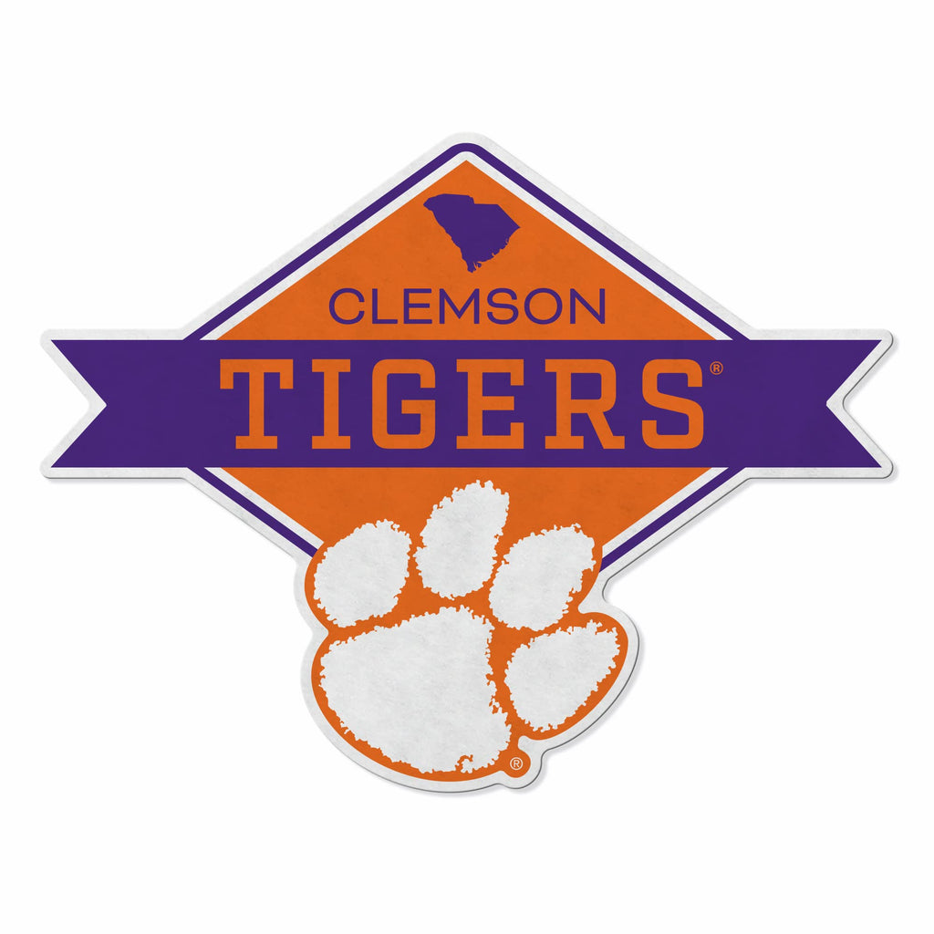 Rico Industries Ncaa Clemson Tigers Diamond Shape Cut Pennant - Home And Living Room D  Cor - Soft Felt Ez To Hang
